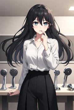 複数のシャワーヘッドを並べて比較している様子