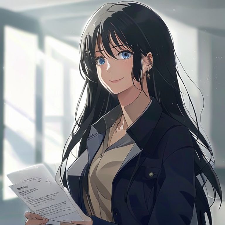 認証資料を確認する女性