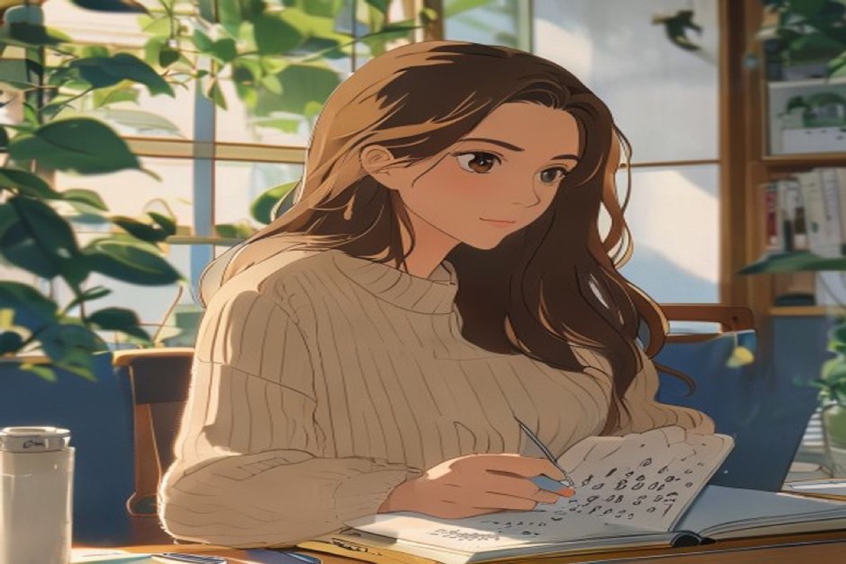 計算内訳・手書き計算メモを見る女性